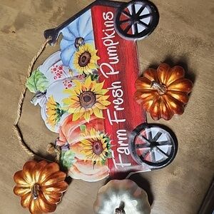 Fall 🍂knick Knacks Sign with 3 Pumpkins